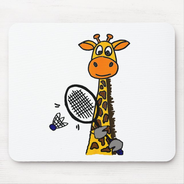 Smilemoreteesa Funny Giraffe Spelande Badminton Ca Musmatta (Framsidan)