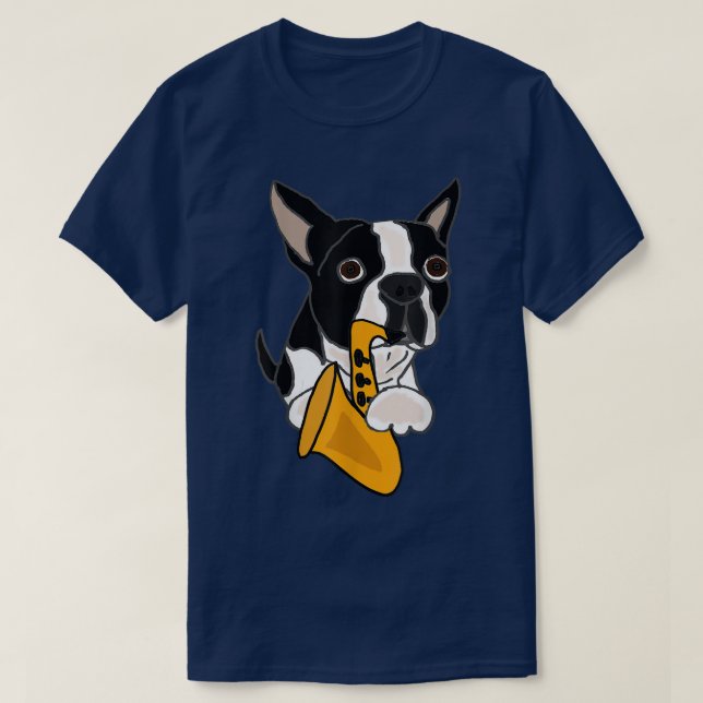 SmilemoreTES Funny Boston Terrier som spelar Saoph T Shirt (Design framsida)