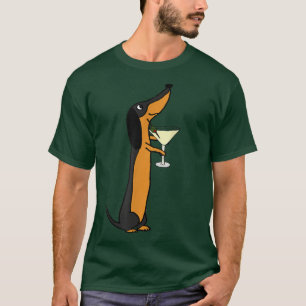 SmilemoreTES Funny Dachshund Hund Drinking Martini T Shirt