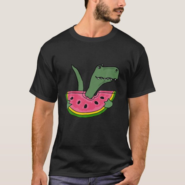 Smilenows Funny Rex Dinosaur Eating Watermelon Car T Shirt (Framsida)