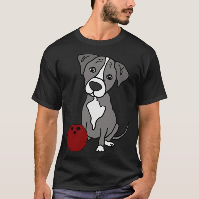 Smilenowteesa  Greyhound Pitbull Dog Bowling T Shirt (Framsida)