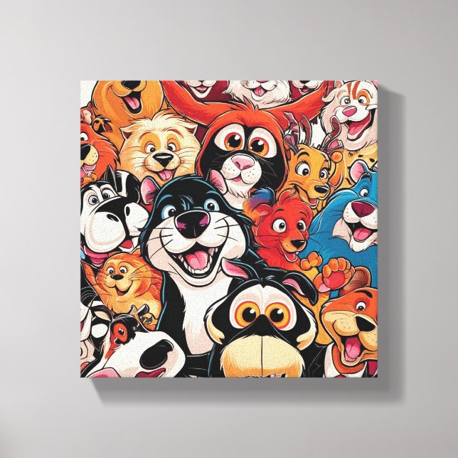 Smiles alla runt djur canvastryck (Framsida)