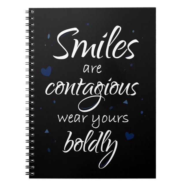 Smiles are contagious dark version notebook  anteckningsbok (Framsidan)