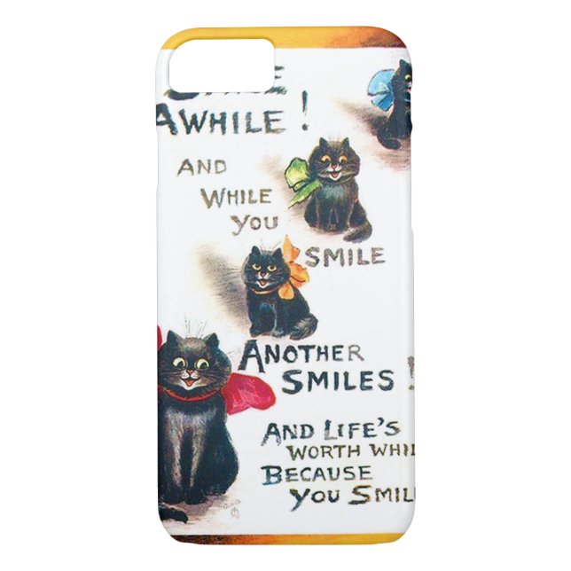 Smiles Awhile, Black Cat, Louis Wain Case-Mate iPhone Skal (Baksida)