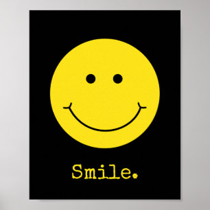 Smiles Black Gult Ansikte Flinare typografi Poster
