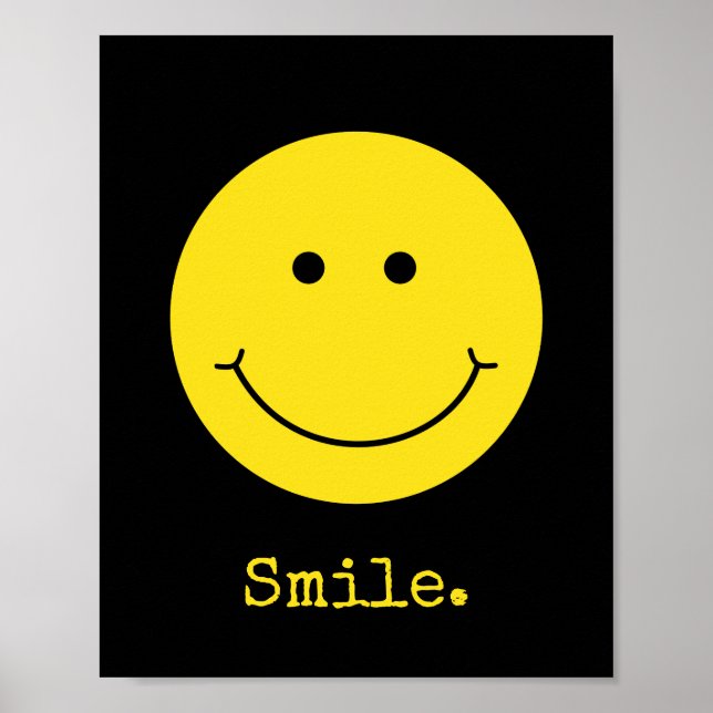 Smiles Black Gult Ansikte Flinare typografi Poster (Framsidan)