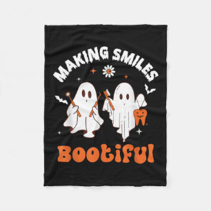 Smiles Bootiful Funny Ghost Dentist Halloween Dent Fleecefilt