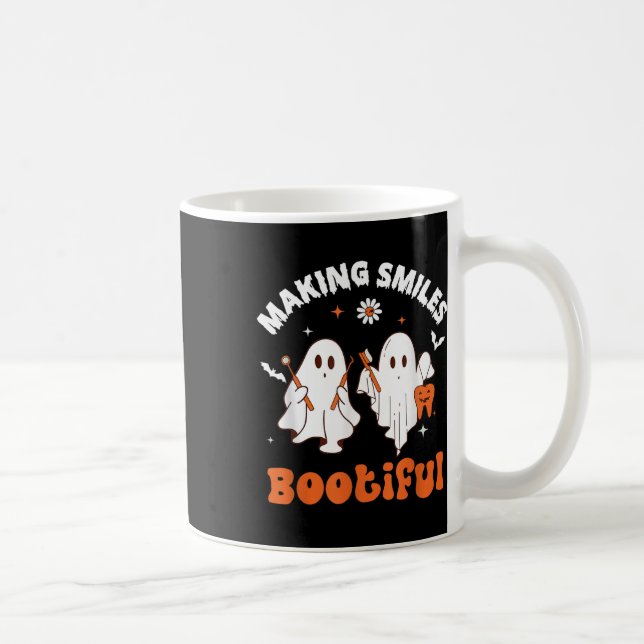 Smiles Bootiful Funny Ghost Dentist Halloween Dent Kaffemugg (Höger)