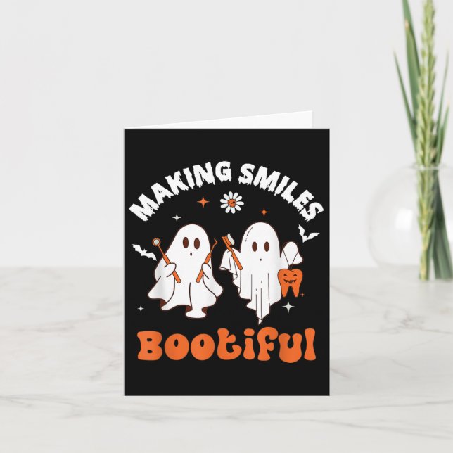 Smiles Bootiful Funny Ghost Dentist Halloween Dent Kort (Framsida)