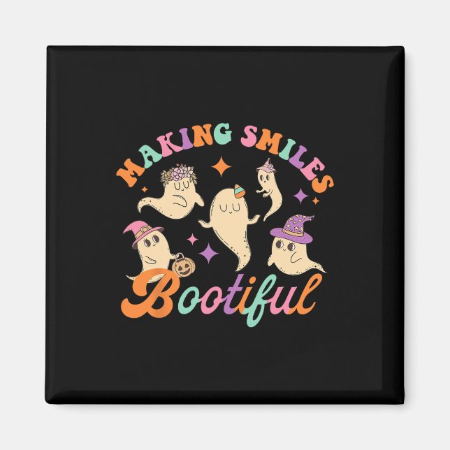 Smiles Bootiful Funny Ghost Dentist Halloween Dent Magnet (Framsidan)