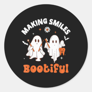 Smiles Bootiful Funny Ghost Dentist Halloween Dent Runt Klistermärke