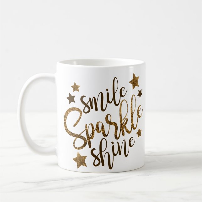 Smiles Gnistra Shine Quote Inspirational Motivatio Kaffemugg (Vänster)