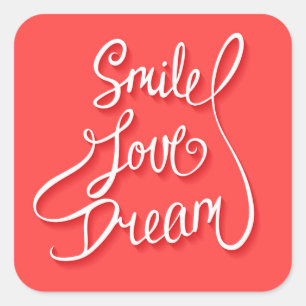 Smiles Kärlek Dream Fyrkantigt Klistermärke
