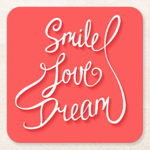 Smiles Kärlek Dream Underlägg Papper Kvadrat