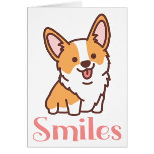 Smiles miss You Cute Puppy Hund Corgi Hej OBS Kort