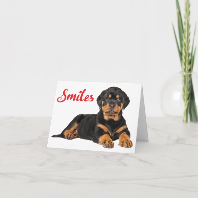 Smiles Rottweiler Puppy Hund Thinking of You, Hej Kort (Framsida)
