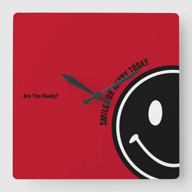 Smiles till Lycklig i dag Fyrkantig Klocka (Framsida)