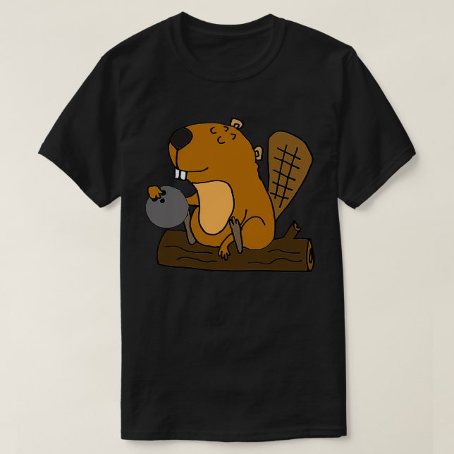 Smilesanim Funny Beaver Bowling T T Shirt (Design framsida)