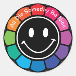 SmileSmile som blommar med ditt egna meddelande Runt Klistermärke