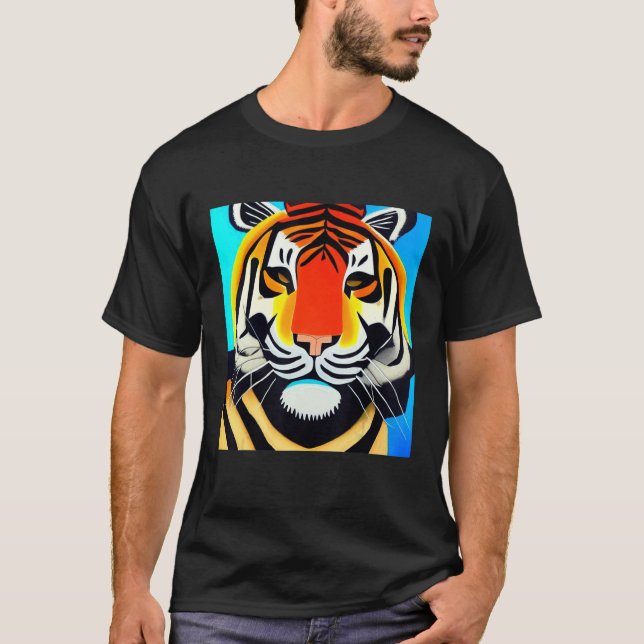 Smileteesanim  Cool Tiger Cubism Art T Shirt (Framsida)