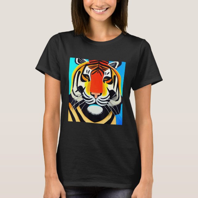 Smileteesanim  Cool Tiger Cubism Art T Shirt (Framsida)