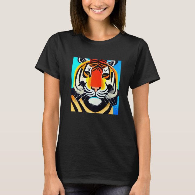 Smileteesanim Coola Tiger Cubism T Shirt (Framsida)