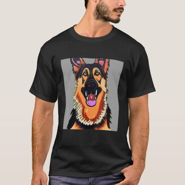 Smileteespets German Shepherd Puppy Hund Art T Shirt (Framsida)