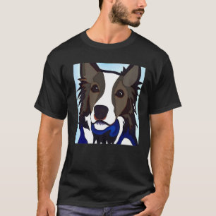 Smileteespets Gräns Collie Puppy Hund Cubism T Shirt