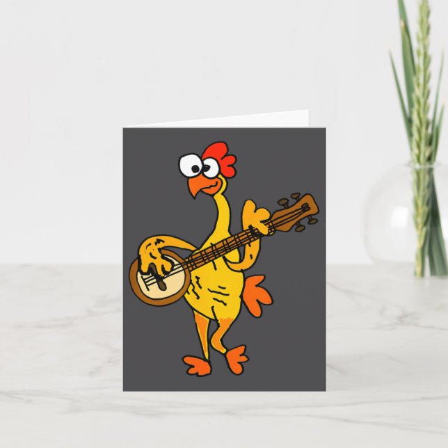 Smileteestank Funny Rubber Chicken Playing Banjo C Kort (Framsida)