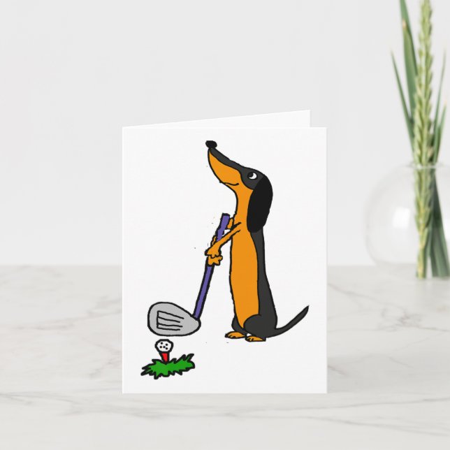 SmiletodayTES Funny Dachshund Hund Golf Kort (Framsida)