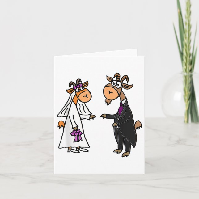 Smiletodaytes goat Bride and Groom Bröllop _1 Kort (Framsida)