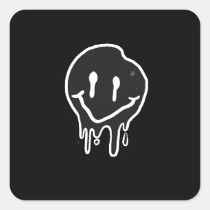 Smiley Black Fyrkantigt Klistermärke