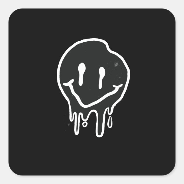 Smiley Black Fyrkantigt Klistermärke (Framsida)
