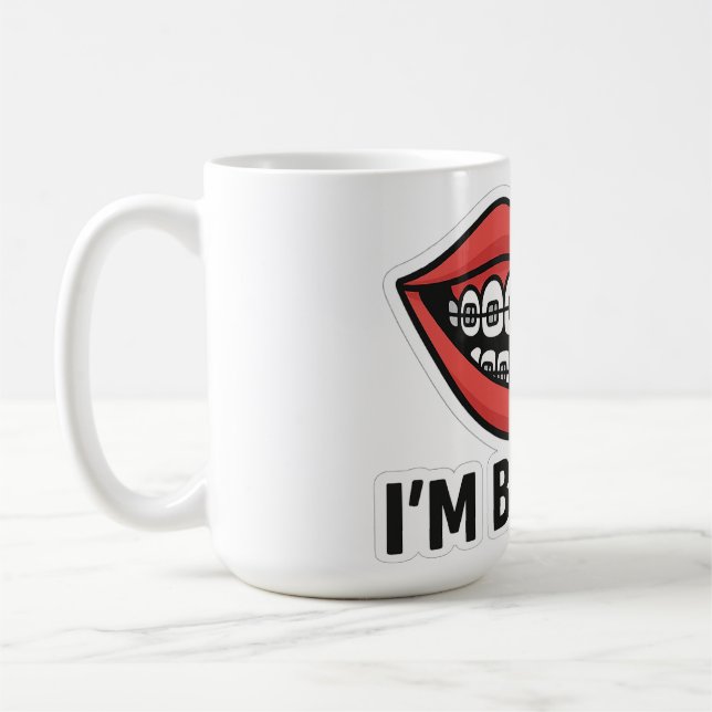 Smiley Braces Roligt Sticker - Färgfull Läppar Kaffemugg (Vänster)