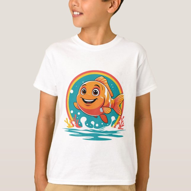 Smiley Cartoon Clownfish – Fun Ocean Vibes Tee (Framsida)