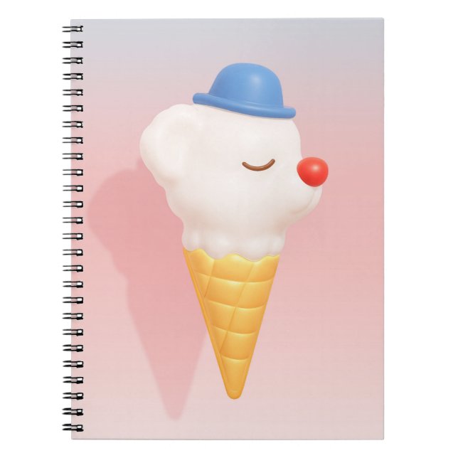 Smiley Cone: 3D Cute Dog Ice Cream Character Art Anteckningsbok (Framsidan)