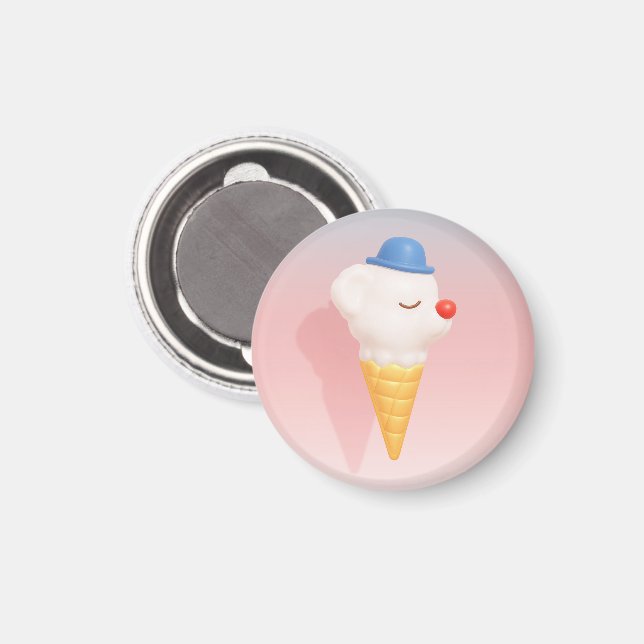 Smiley Cone: 3D Cute Dog Ice Cream Character Art Magnet (Front/Back)