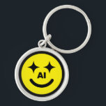 Smiley Face AI™ Keychain Rund Silverfärgad Nyckelring<br><div class="desc">Smiley Face AI™ Key Chains</div>
