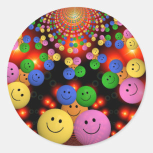 Smiley face-klistermärken. runt klistermärke