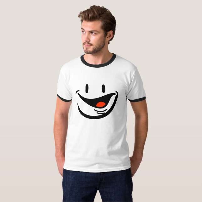 Smiley face Manar Basic Ringer T-Shirt (Hel framsida)