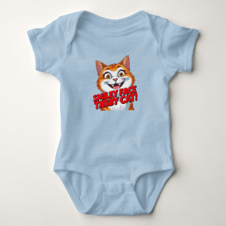 Smiley Face Tabby Katt!!! Baby BodyDräkt T Shirt