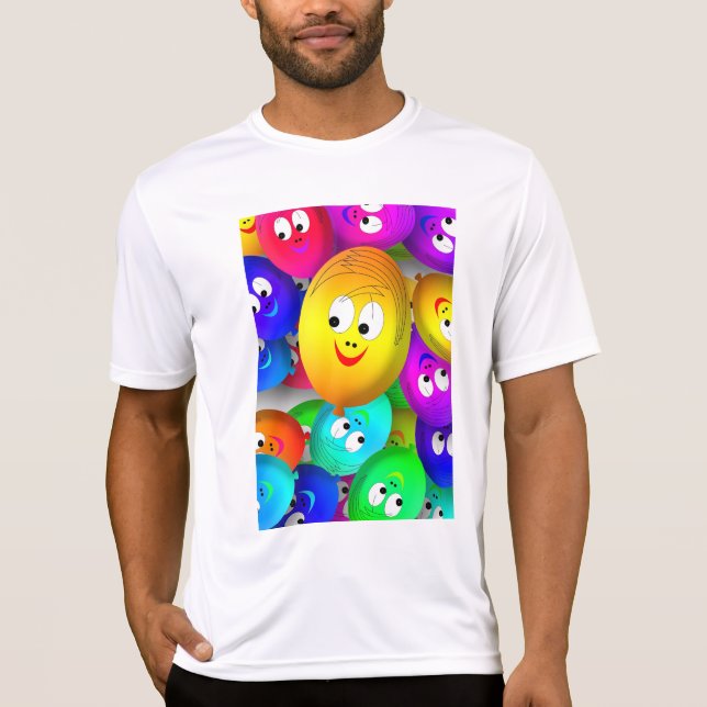 Smiley Faces Balloons Pattern-64171 T Shirt (Framsida)
