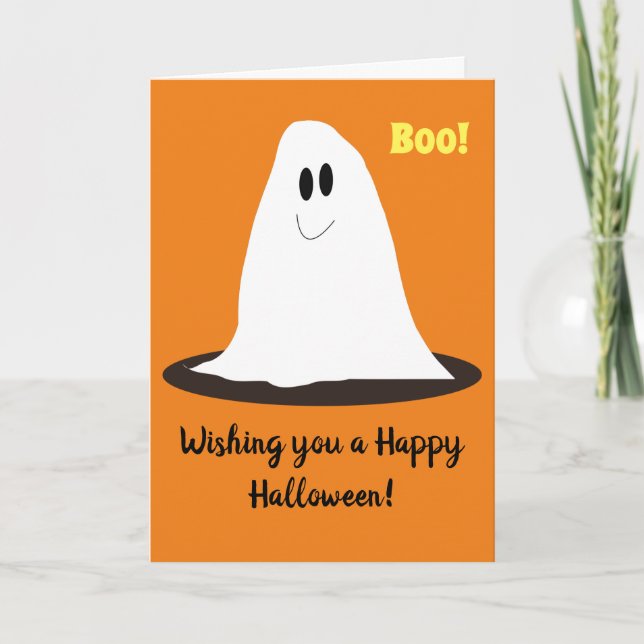Smiley Ghost Happy halloween Card Tack Kort (Framsida)