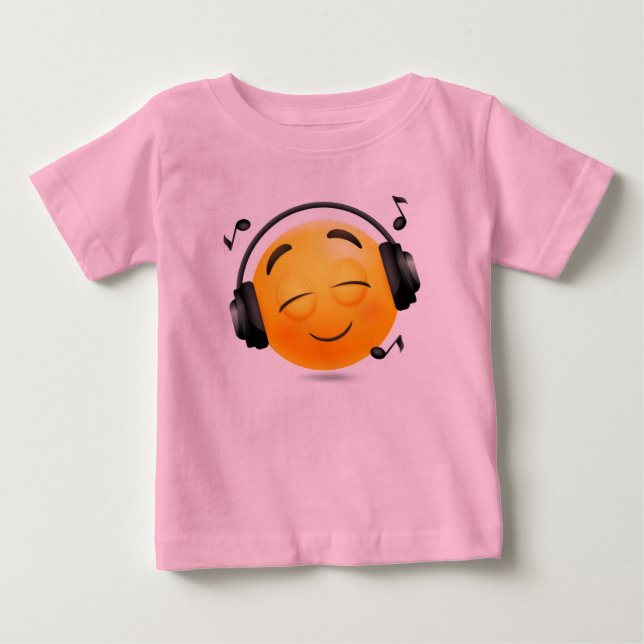 Smiley Headphoned Emoji Bra Jersey T Shirt (Framsida)