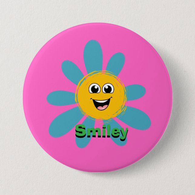 Smiley Lycklig Flower på en knapp (Framsida)