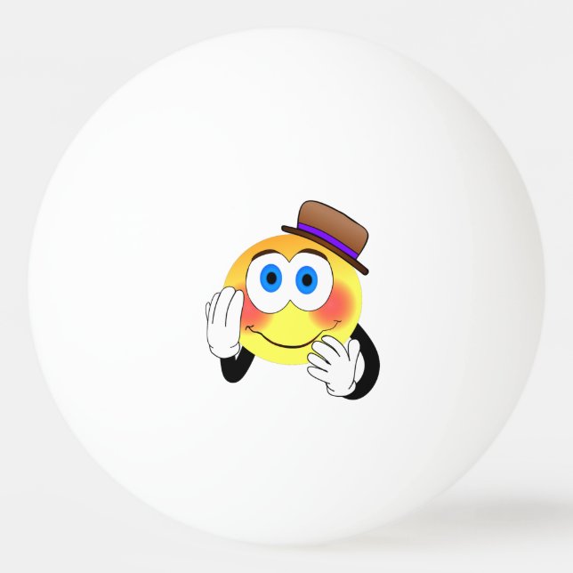 Smiley med hatttecknaden pingisboll (Baksidan)