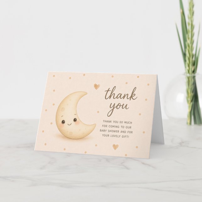 Smiley Moon Baby Shower Tacksamhetskort Kort (Framsida)