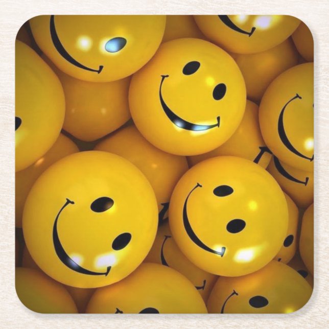 Smiley Underlägg Papper Kvadrat (Framsidan)