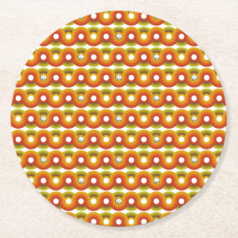 Smiley Vintage Retro Mönster Nr. 02 Underlägg Papper Rund
