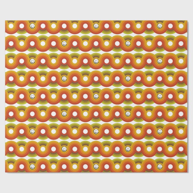 Smiley Vintage Retro Pattern No. 02 Presentpapper (Platt)